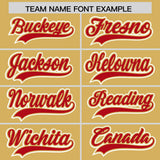 Custom Old Gold Red Personalized Color Block Authentic Baseball Jersey