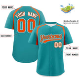 Custom Aqua Orange Personalized Color Block Authentic Baseball Jersey
