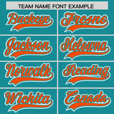 Custom Aqua Orange Personalized Color Block Authentic Baseball Jersey
