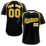 Custom Black Gold Personalized Color Block Authentic Baseball Jersey