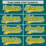 Custom Aqua Gold Personalized Color Block Authentic Baseball Jersey