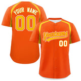 Custom Orange Gold Personalized Color Block Authentic Baseball Jersey
