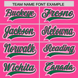 Custom Pink Kelly Green Personalized Color Block Authentic Baseball Jersey