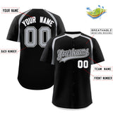 Custom Black Silver Personalized Color Block Authentic Baseball Jersey