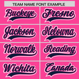 Custom Pink Navy Personalized Color Block Authentic Baseball Jersey