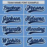 Custom Light Blue Navy Personalized Color Block Authentic Baseball Jersey