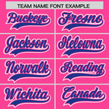 Custom Pink Royal Personalized Color Block Authentic Baseball Jersey