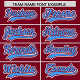 Custom Crimson Powder Blue Personalized Color Block Authentic Baseball Jersey