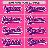 Custom Pink Purple Personalized Color Block Authentic Baseball Jersey