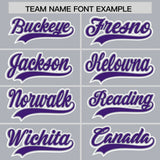 Custom Silver Purple Personalized Color Block Authentic Baseball Jersey