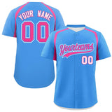 Custom Powder Blue Pink Personalized Color Block Authentic Baseball Jersey