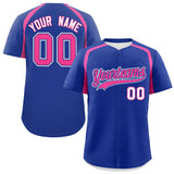 Custom Royal Pink Personalized Color Block Authentic Baseball Jersey