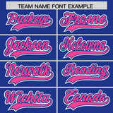 Custom Royal Pink Personalized Color Block Authentic Baseball Jersey
