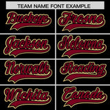 Custom Black Crimson Personalized Color Block Authentic Baseball Jersey
