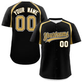 Custom Black Old Gold Personalized Color Block Authentic Baseball Jersey