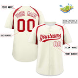 Custom Cream Red Personalized Color Block Authentic Baseball Jersey