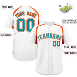 Custom White Orange Personalized Color Block Authentic Baseball Jersey