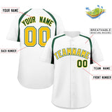 Custom White Kelly Green Personalized Color Block Authentic Baseball Jersey