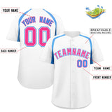 Custom White Powder Blue Personalized Color Block Authentic Baseball Jersey