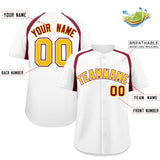 Custom White Crimson Personalized Color Block Authentic Baseball Jersey
