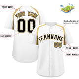Custom White Old Gold Personalized Color Block Authentic Baseball Jersey