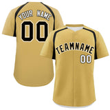 Custom Old Gold Black Personalized Color Block Authentic Baseball Jersey