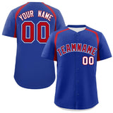 Custom Royal Red Personalized Color Block Authentic Baseball Jersey