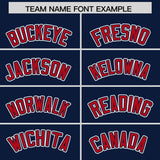Custom Navy Red Personalized Color Block Authentic Baseball Jersey