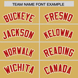 Custom Old Gold Red Personalized Color Block Authentic Baseball Jersey