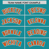 Custom Aqua Orange Personalized Color Block Authentic Baseball Jersey