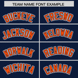 Custom Navy Orange Personalized Color Block Authentic Baseball Jersey