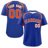 Custom Royal Orange Personalized Color Block Authentic Baseball Jersey