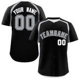 Custom Black Silver Personalized Color Block Authentic Baseball Jersey