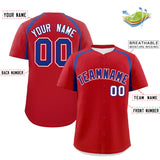 Custom Red Royal Personalized Color Block Authentic Baseball Jersey