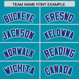 Custom Aqua Purple Personalized Color Block Authentic Baseball Jersey