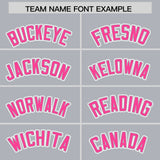 Custom Silver Pink Personalized Color Block Authentic Baseball Jersey