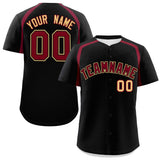 Custom Black Crimson Personalized Color Block Authentic Baseball Jersey