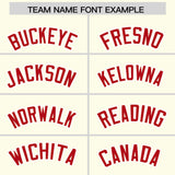 Custom Cream Red Personalized Color Block Authentic Baseball Jersey