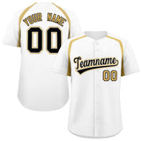 Custom White Old Gold Personalized Color Block Authentic Baseball Jersey