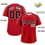 Custom Red Black Personalized Color Block Authentic Baseball Jersey