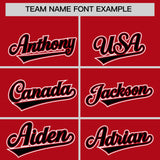 Custom Red Black Personalized Color Block Authentic Baseball Jersey