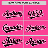 Custom Pink Black Personalized Color Block Authentic Baseball Jersey