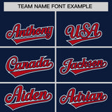 Custom Navy Red Personalized Color Block Authentic Baseball Jersey