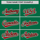 Custom Kelly Green Red Personalized Color Block Authentic Baseball Jersey