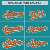 Custom Aqua Orange Personalized Color Block Authentic Baseball Jersey