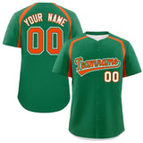 Custom Kelly Green Orange Personalized Color Block Authentic Baseball Jersey