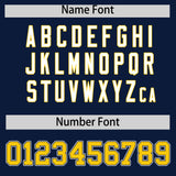 Custom Navy Gold Personalized Color Block Authentic Baseball Jersey