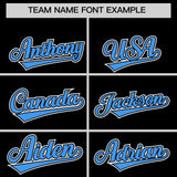 Custom Black Powder Blue Personalized Color Block Authentic Baseball Jersey