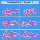 Custom Powder Blue Pink Personalized Color Block Authentic Baseball Jersey