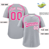 Custom Silver Pink Personalized Color Block Authentic Baseball Jersey